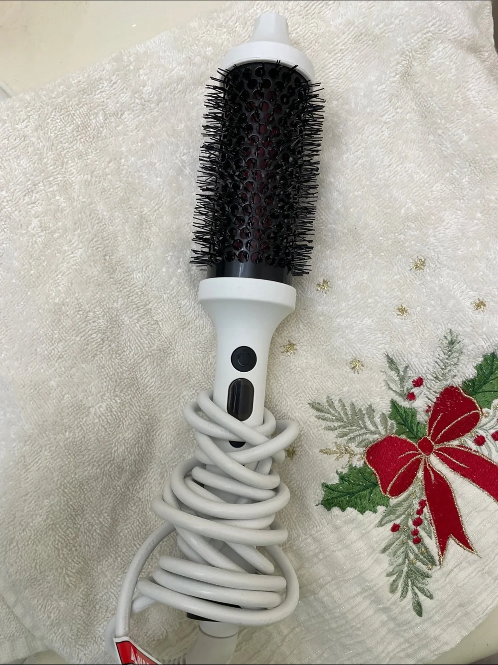 White Round Hot Air Styling Brush for Women Hair